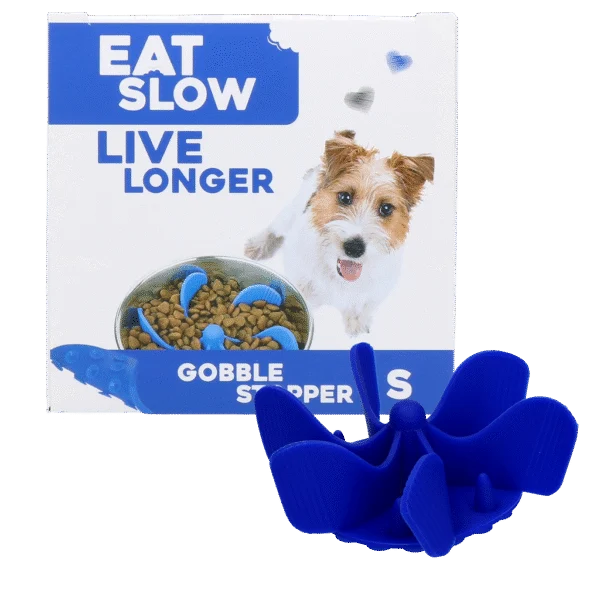 Anti Schling Einsatz für Hundenäpfe mit Saugnäpfen, Blau S, Bodendurchmesser 9,5 cm – Eat Slow Live Longer Gobble Stopper