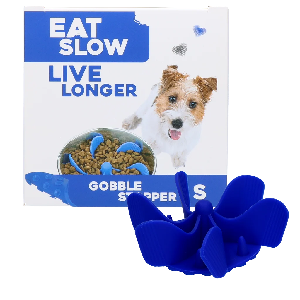 EATS065NQ.png Anti Schling Einsatz für Hundenäpfe mit Saugnäpfen, Blau S, Bodendurchmesser 9,5 cm – Eat Slow Live Longer Gobble Stopper – Bild 1