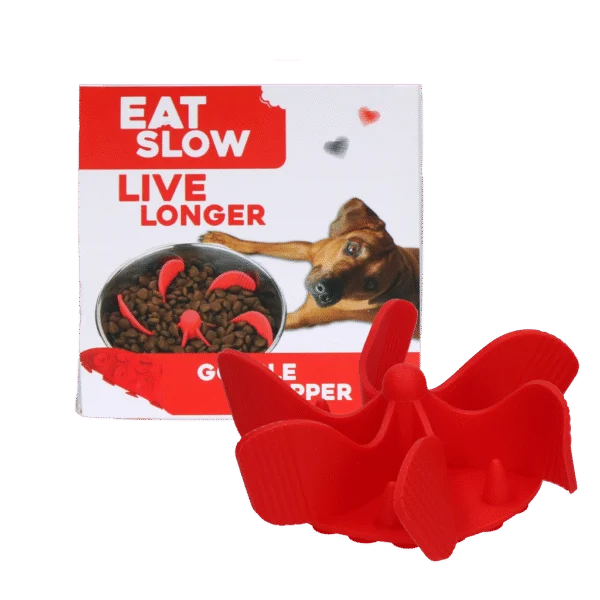 Antischlingnapfeinsatz für Hundenäpfe mit Saugnäpfen, Rot M, Bodendurchmesser 11,5 cm – Eat Slow Live Longer Gobble Stopper