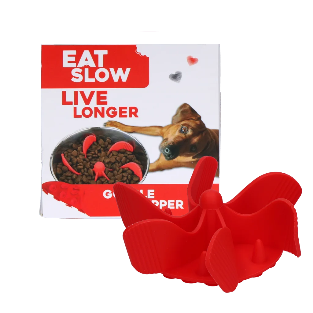 EATS065O.png Antischlingnapfeinsatz für Hundenäpfe mit Saugnäpfen, Rot M, Bodendurchmesser 11,5 cm – Eat Slow Live Longer Gobble Stopper – Bild 1