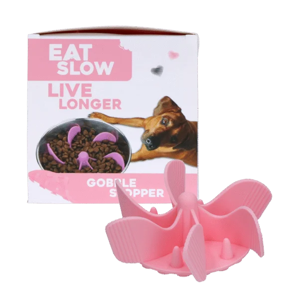 Anti Schling Einsatz für Hunde aus Silikon mit Saugnäpfen, M, Bodendurchmesser 11,5 cm, Rosa – Eat Slow Live Longer Gobble Stopper