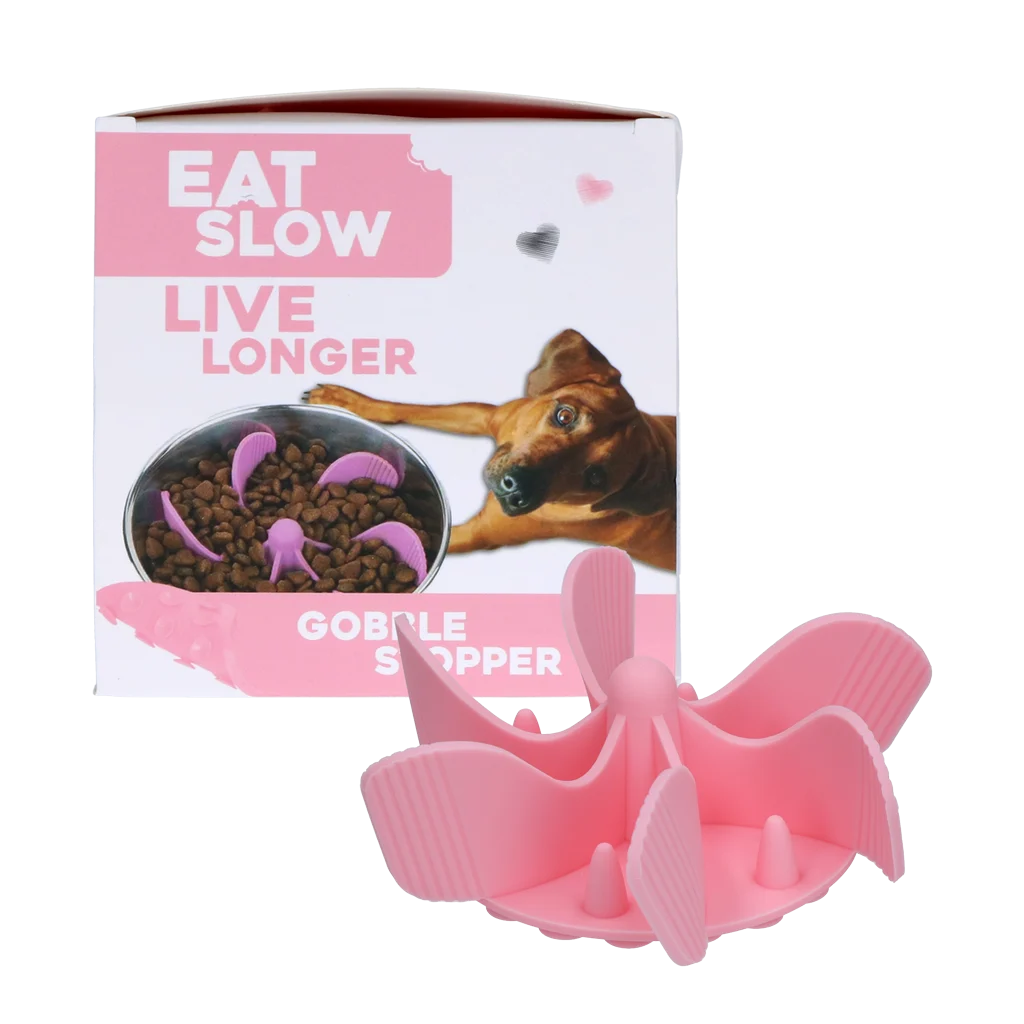 EATS065P.png Anti Schling Einsatz für Hunde aus Silikon mit Saugnäpfen, M, Bodendurchmesser 11,5 cm, Rosa – Eat Slow Live Longer Gobble Stopper – Bild 1