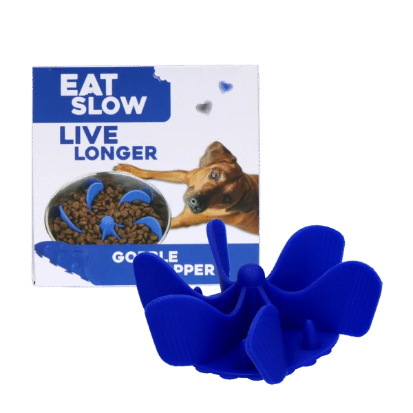 Anti Schling Einsatz für Hundenäpfe mit Saugnäpfen, Blau M, Bodendurchmesser 11,5 cm – Eat Slow Live Longer Gobble Stopper