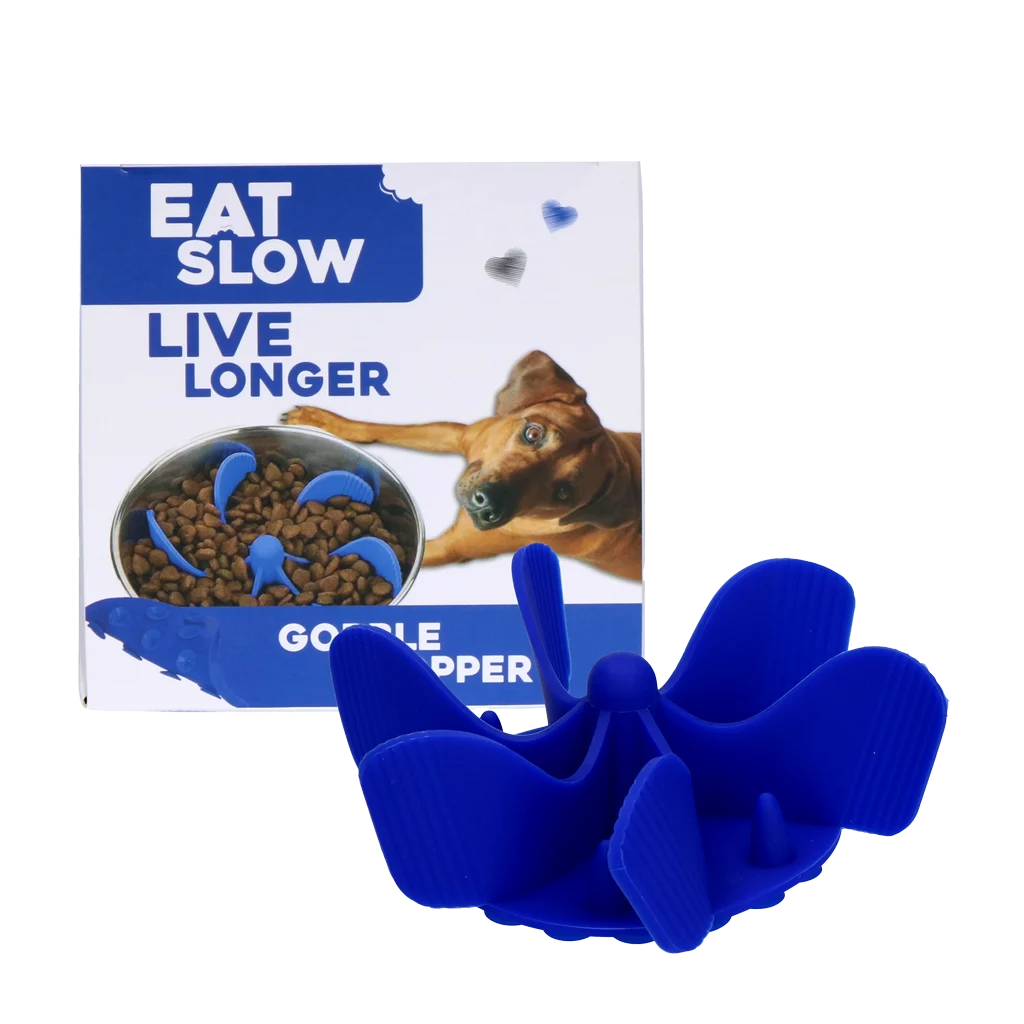 EATS065Q.png Anti Schling Einsatz für Hundenäpfe mit Saugnäpfen, Blau M, Bodendurchmesser 11,5 cm – Eat Slow Live Longer Gobble Stopper – Bild 1