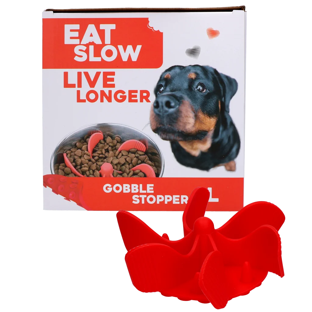 Anti Schling Einsatz für Hundenäpfe mit Saugnäpfen, Rot L, Bodendurchmesser 14,5 cm – Eat Slow Live Longer Gobble Stopper – Bild 1