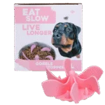 Anti Schling Einsatz für Hundenapf mit Saugnäpfen, Rosa L, Bodendurchmesser 14,5 cm – Eat Slow Live Longer Gobble Stopper