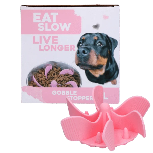 Anti Schling Einsatz für Hundenapf mit Saugnäpfen, Rosa L, Bodendurchmesser 14,5 cm – Eat Slow Live Longer Gobble Stopper
