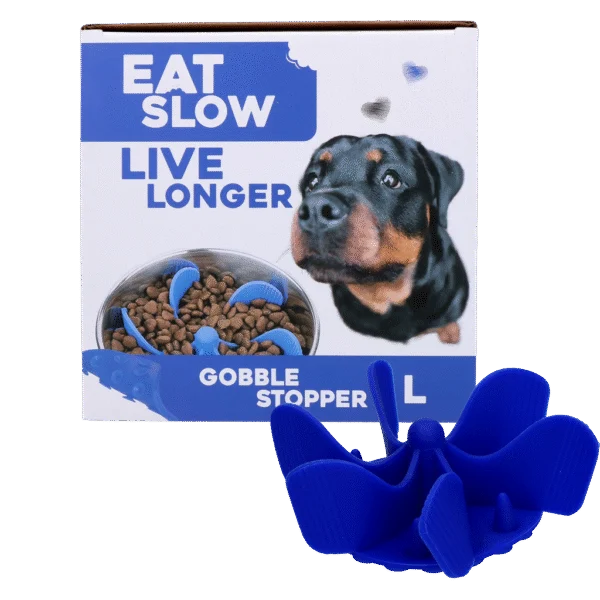 Anti Schling Einsatz für Hundenapf mit Saugnäpfen, Blau L, Bodendurchmesser 14,5 cm – Eat Slow Live Longer Gobble Stopper