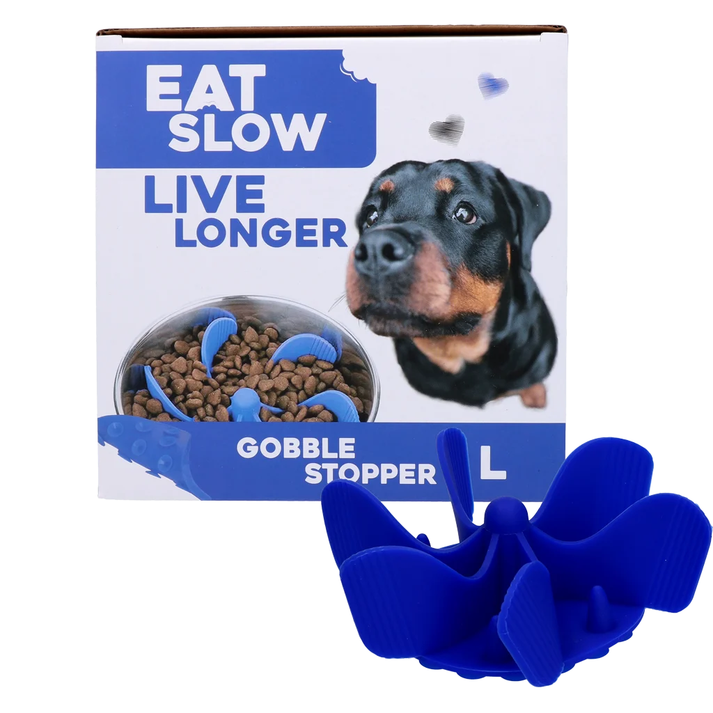 Anti Schling Einsatz für Hundenapf mit Saugnäpfen, Blau L, Bodendurchmesser 14,5 cm – Eat Slow Live Longer Gobble Stopper – Bild 1
