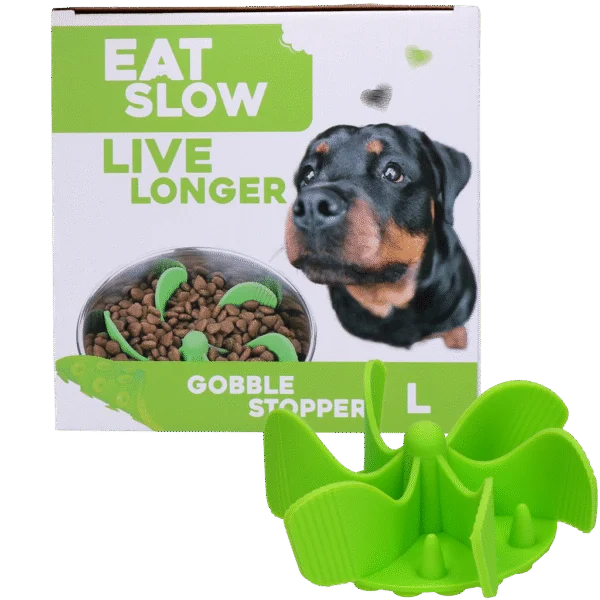Anti Schling Einsatz für Hundenäpfe mit Saugnäpfen, Grün L, Bodendurchmesser 14,5 cm – Eat Slow Live Longer Gobble Stopper