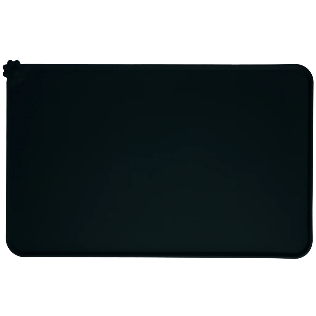 Futternapfunterlage aus Silikon mit erhöhtem Rand, S 30 x 48 cm, Grau – Eat Slow Live Longer Spill Mat – Bild 2