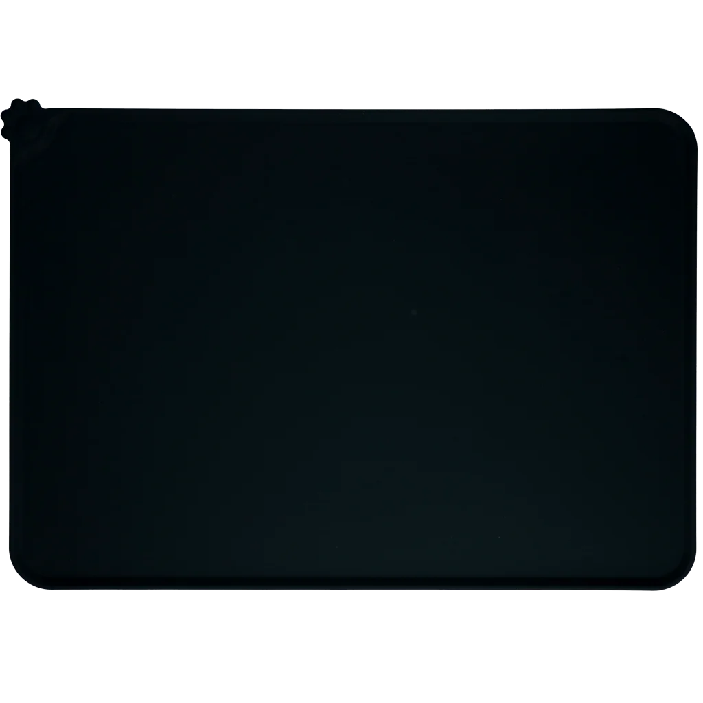 Futternapfunterlage aus Silikon mit erhöhtem Rand, M 38 x 54 cm, Grau – Eat Slow Live Longer Spill Mat – Bild 2