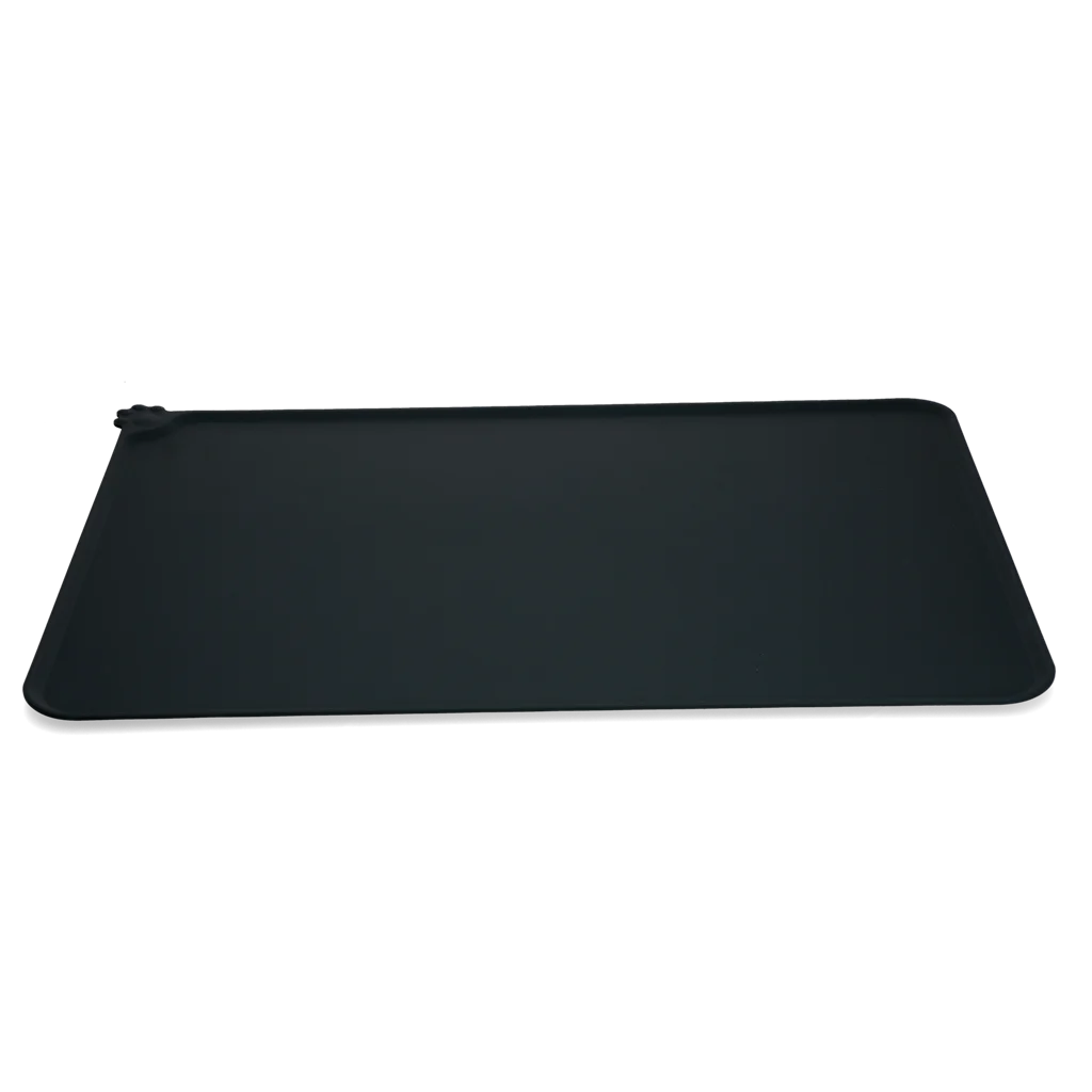 Futternapfunterlage aus Silikon mit erhöhtem Rand, M 38 x 54 cm, Grau – Eat Slow Live Longer Spill Mat – Bild 3
