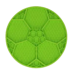 Leckmatte für Hunde mit Fußballmuster und Saugnäpfen, Ø 22 cm, Grün – Eat Slow Live Longer Lick Mat Soccer Ball – Bild 2