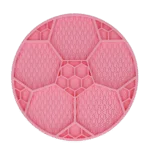 Schleckmatte für Hunde mit Fußballmuster und Saugnäpfen, Ø 22 cm, Rosa – Eat Slow Live Longer Lick Mat Soccer Ball – Bild 2
