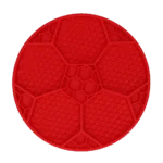 Schleckmatte für Hunde mit Fußballmuster und Saugnäpfen, Ø 22 cm, Rot – Eat Slow Live Longer Lick Mat Soccer Ball – Bild 2