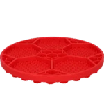 Schleckmatte für Hunde mit Fußballmuster und Saugnäpfen, Ø 22 cm, Rot – Eat Slow Live Longer Lick Mat Soccer Ball – Bild 3