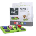 Hunde Puzzle für Trockenfutter und Snacks mit rutschhemmenden Füßen – Eat Slow Live Longer Puzzle Rectangle