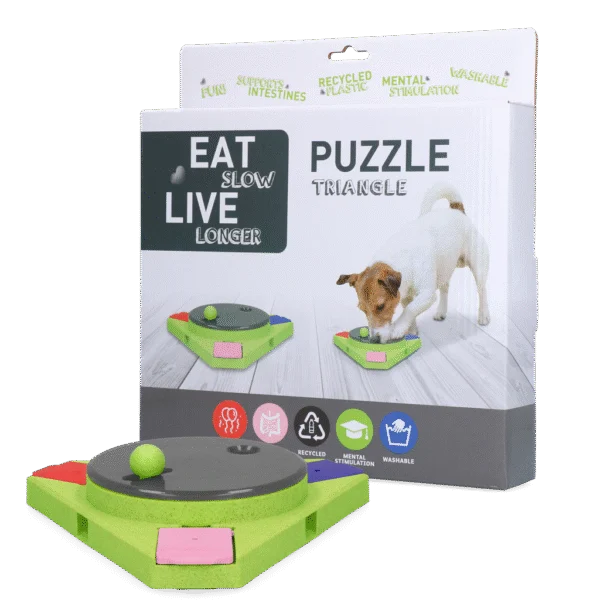 Hundepuzzle für Futter und Snacks – Eat Slow Live Longer Puzzle Triangle