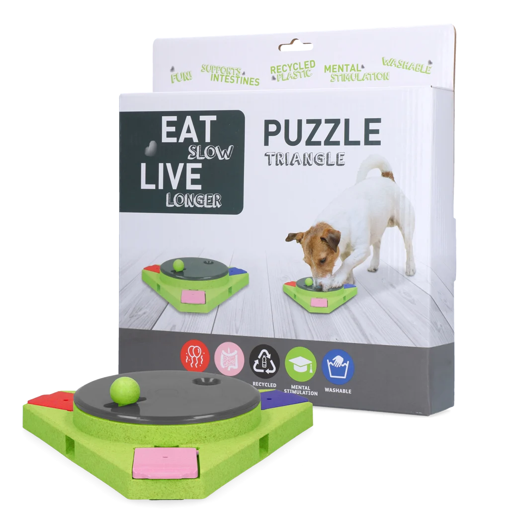 EATS070C.png Hundepuzzle für Futter und Snacks – Eat Slow Live Longer Puzzle Triangle – Bild 1