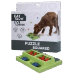 Hundepuzzle für Futter und Snacks mit rutschfesten Füßen – Eat Slow Live Longer Puzzle Squared