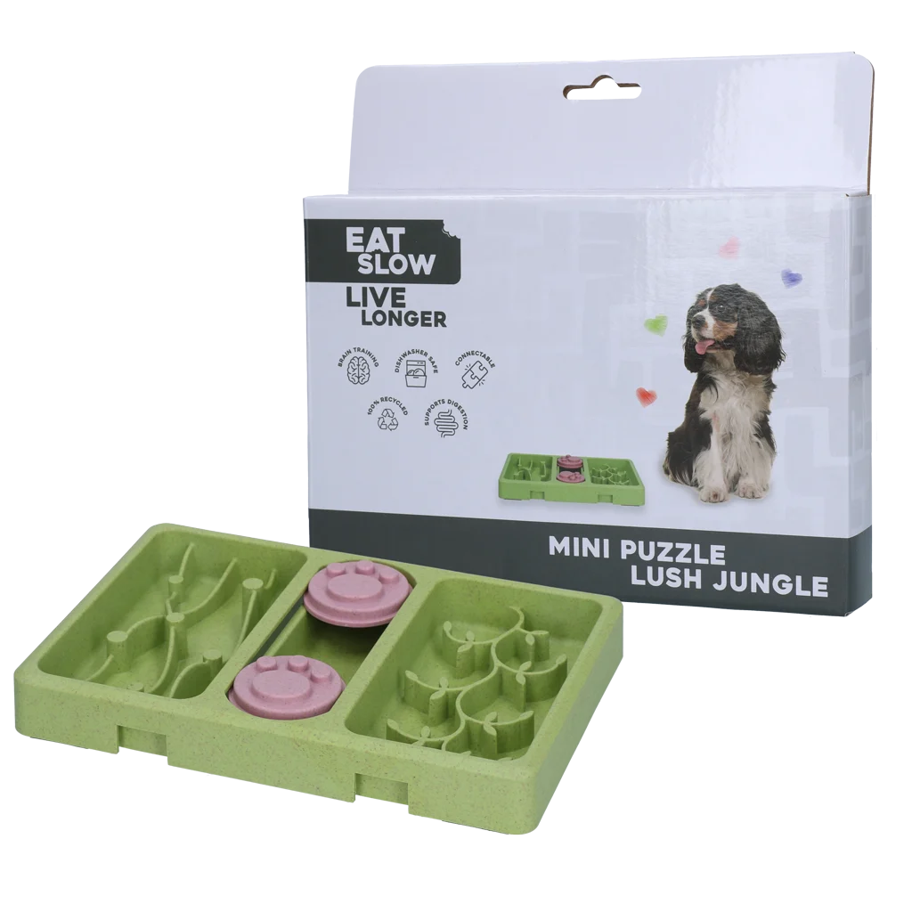 EATS071D.png Hundepuzzle für Trockenfutter und Snacks, 13 x 19 cm – Eat Slow Live Longer Mini Puzzle Lush Jungle – Bild 1