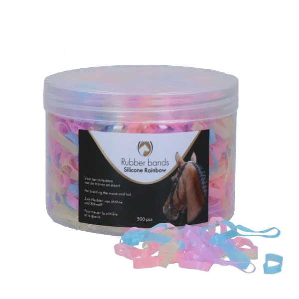 Mähnengummis aus Silikon, 500 Stück, Regenbogen – Excellent Horse Rubber Bands Silicone