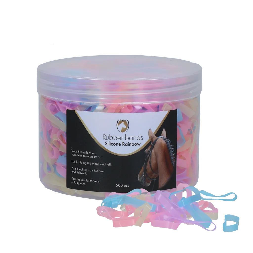 Mähnengummis aus Silikon, 500 Stück, Regenbogen – Excellent Horse Rubber Bands Silicone – Bild 1