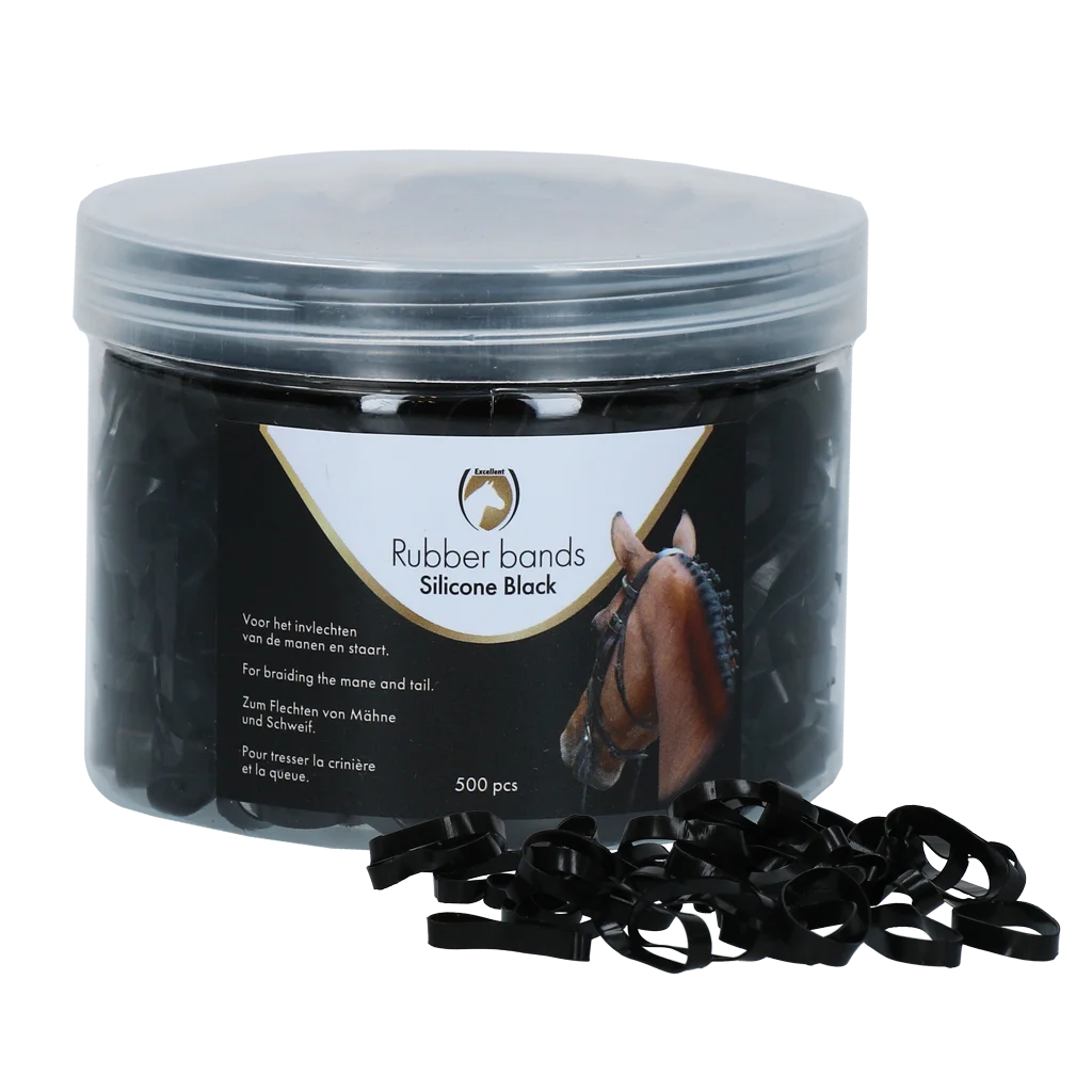 ELAS0502.png Silikon Mähnengummis, 500 Stück, Schwarz – Excellent Horse Rubber Bands Silicone – Bild 1