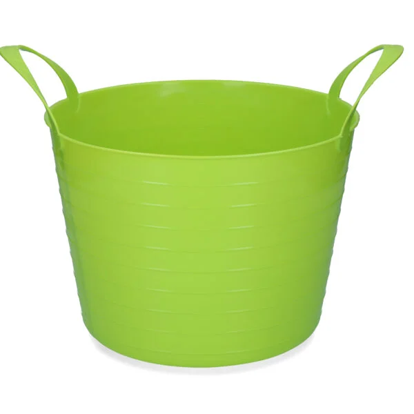 Flexibler Eimer mit zwei Handgriffen, 14 l, Limette – Vplast V-Trug Flexi