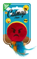 Katzenspielzeug Emoji mit Federn und MADNIP, ø 6 cm – Catmoji Angry