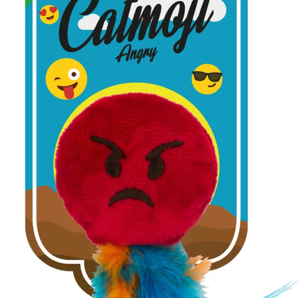 Katzenspielzeug Emoji mit Federn und MADNIP, ø 6 cm – Catmoji Angry