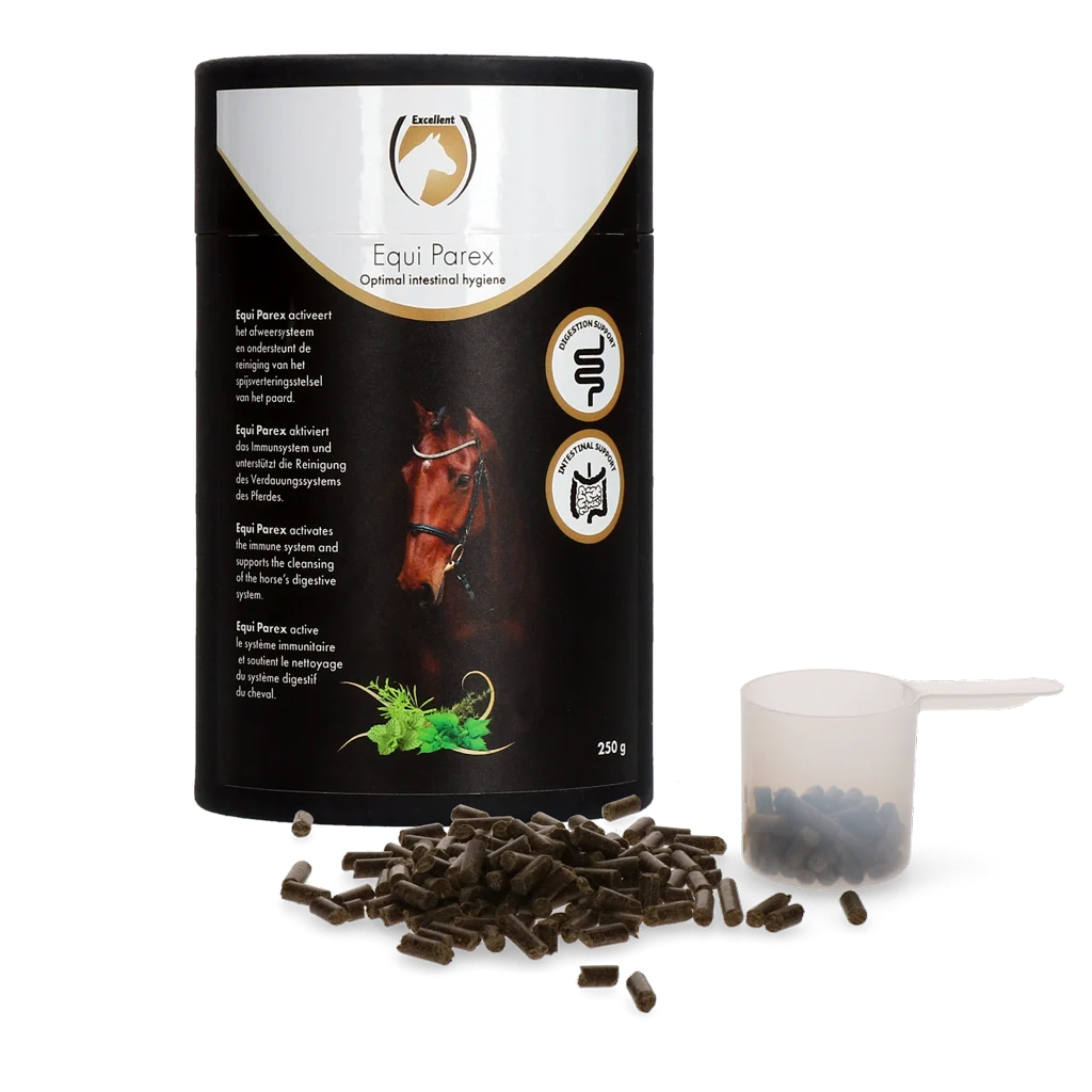 EQUI0001CGC.png Kräuterergänzungsfutter für Pferde mit Knoblauch und Minze, 250 g – Excellent Horse Parex – Bild 1