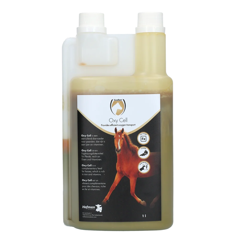 EQUI0001G.png Eisenpräparat für Pferde mit Vitaminen und Mineralstoffen, 1 l – Excellent Horse Oxy Cell – Bild 1