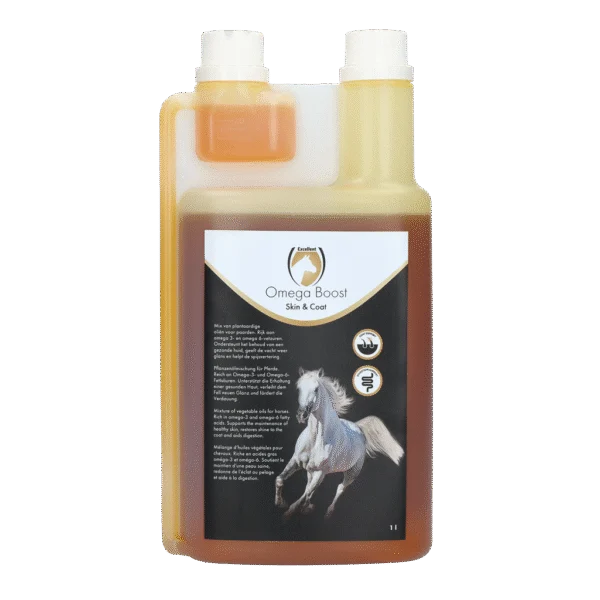 Pflanzenöl für Pferde mit Omega 3 und 6, 1 l – Excellent Horse Omega Boost
