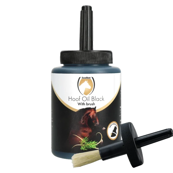 Huföl mit Teebaumöl und Bürste, Schwarz, 500 ml – Excellent Horse Hoof Oil Black