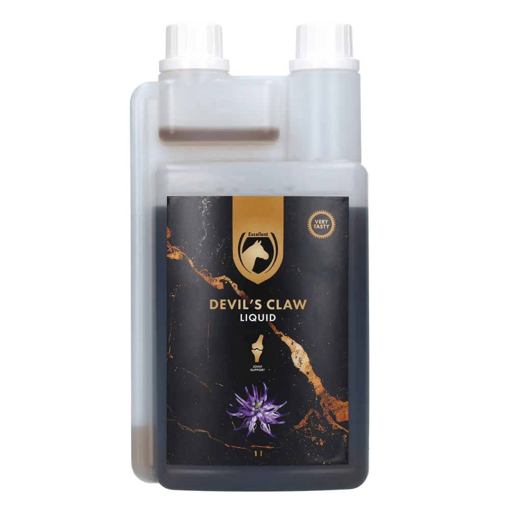 EQUI0027D.png Gelenkergänzungsfutter für Pferde mit Teufelskrallenextrakt, 1 l – Excellent Horse Devil's Claw Liquid – Bild 1