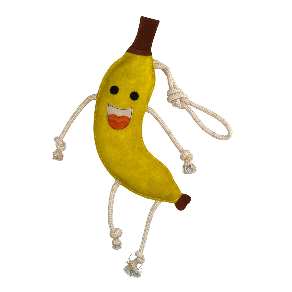 Stallspielzeug für Pferde aus Leder mit Jutefüllung, Banane, 40 x 12 x 5 cm – Excellent Horse Foodie Friends Banana – Bild 2