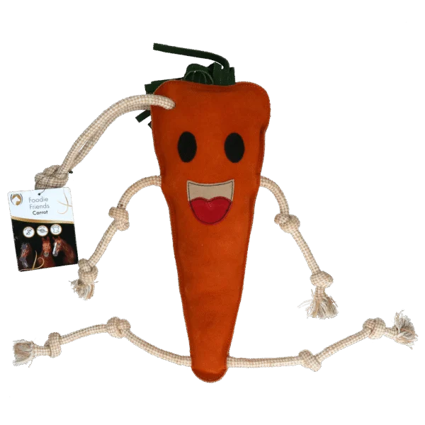 Stallspielzeug für Pferde aus Leder mit Jutefüllung, Möhre, 40 x 16 x 5 cm – Excellent Horse Foodie Friends Carrot