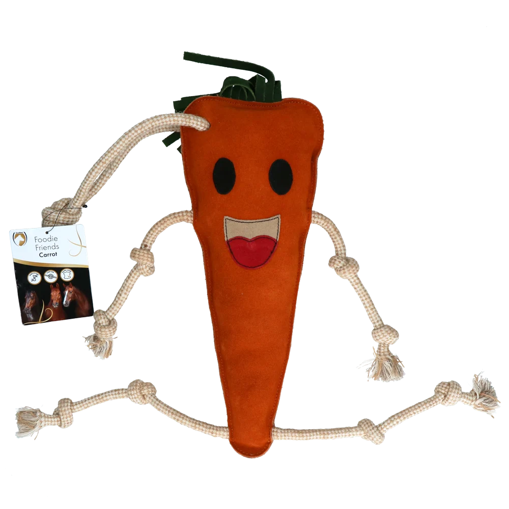 EXCE01050C.png Stallspielzeug für Pferde aus Leder mit Jutefüllung, Möhre, 40 x 16 x 5 cm – Excellent Horse Foodie Friends Carrot – Bild 1