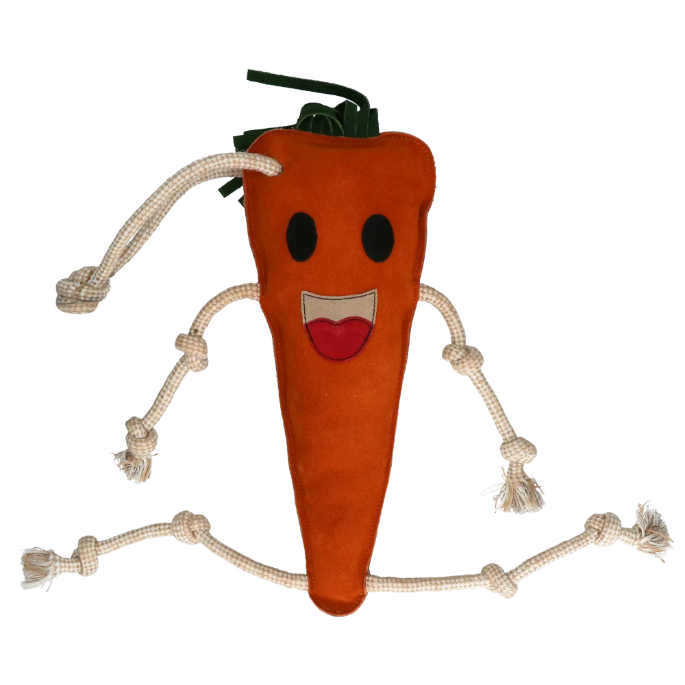 Stallspielzeug für Pferde aus Leder mit Jutefüllung, Möhre, 40 x 16 x 5 cm – Excellent Horse Foodie Friends Carrot – Bild 2