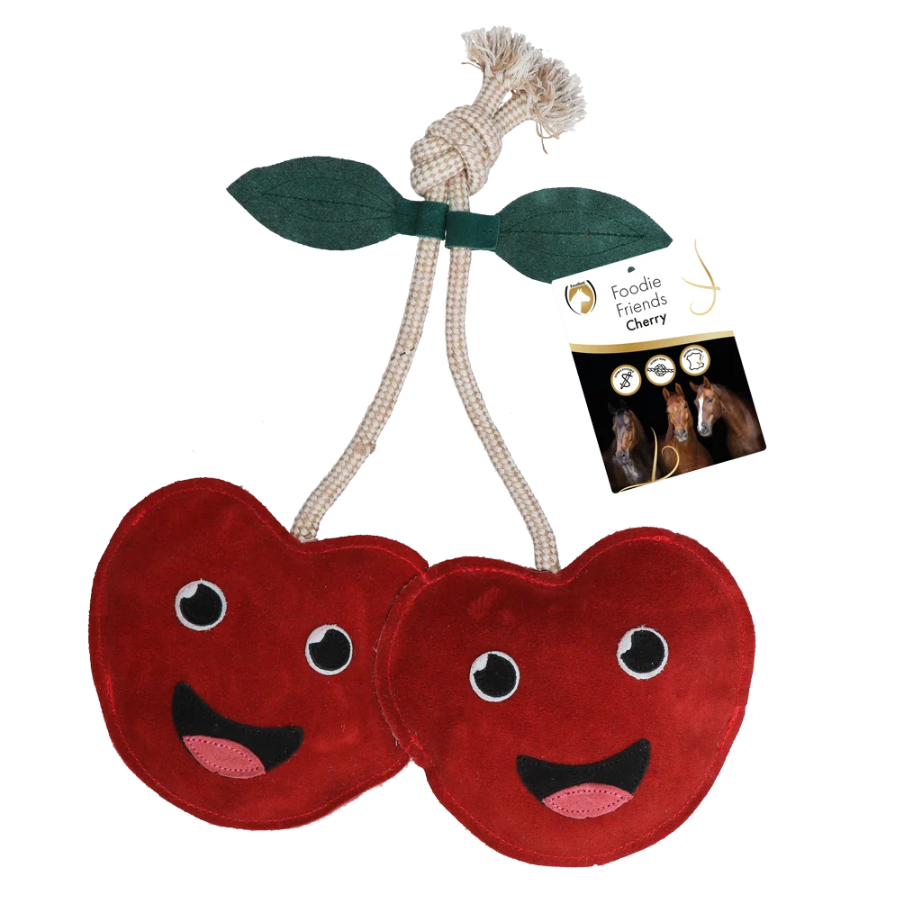 Pferdespielzeug für die Box aus Leder mit Knistergeräusch, Kirsche, 17 x 35 x 7 cm – Excellent Horse Foodie Friends Cherry – Bild 1