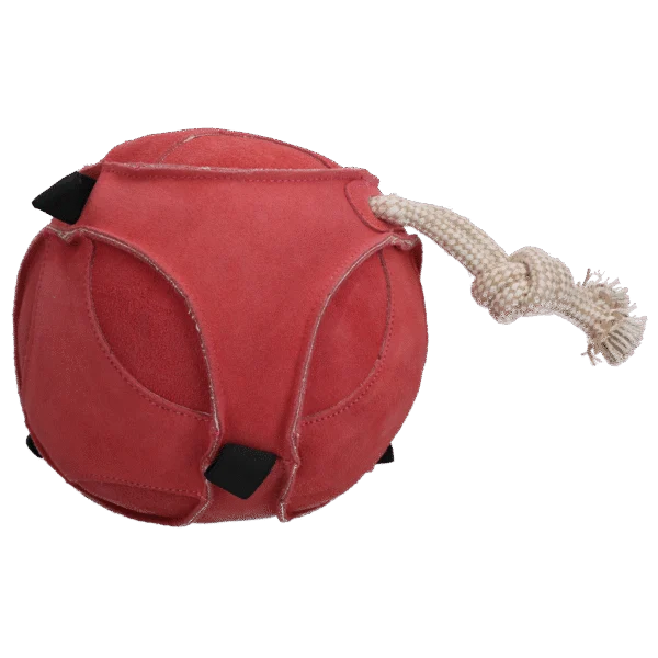 Pferdespielball aus Veloursleder mit elastischen Schlaufen, Rosa – Excellent Horse Fun Play Ball