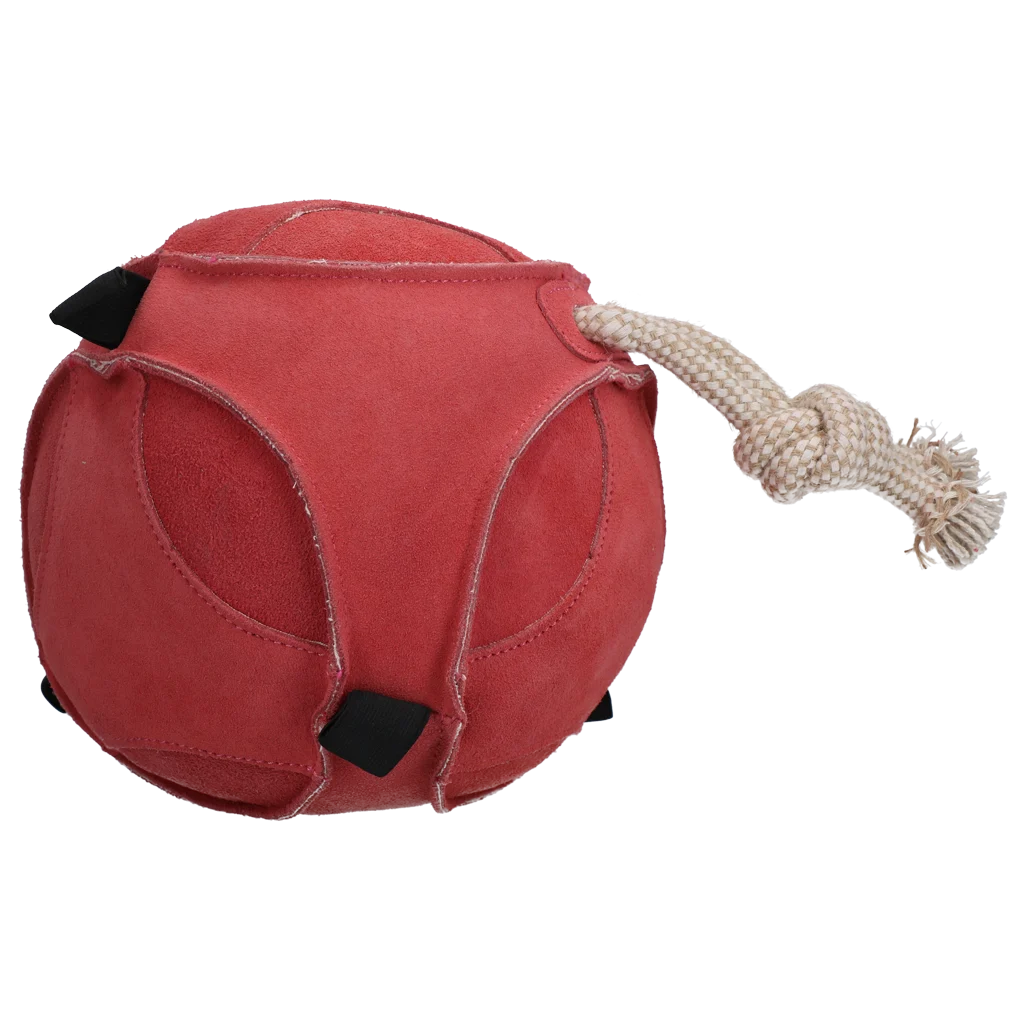 Pferdespielball aus Veloursleder mit elastischen Schlaufen, Rosa – Excellent Horse Fun Play Ball – Bild 1