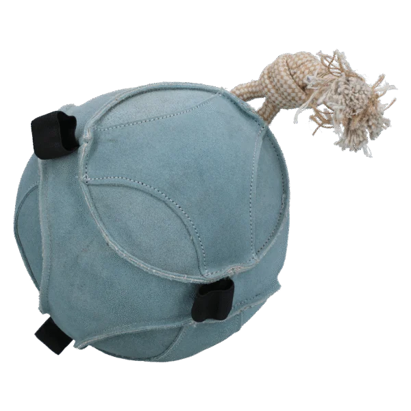 Pferdespielball aus Wildleder mit Snackschlaufen, Blau – Excellent Horse Fun Play Ball Suede