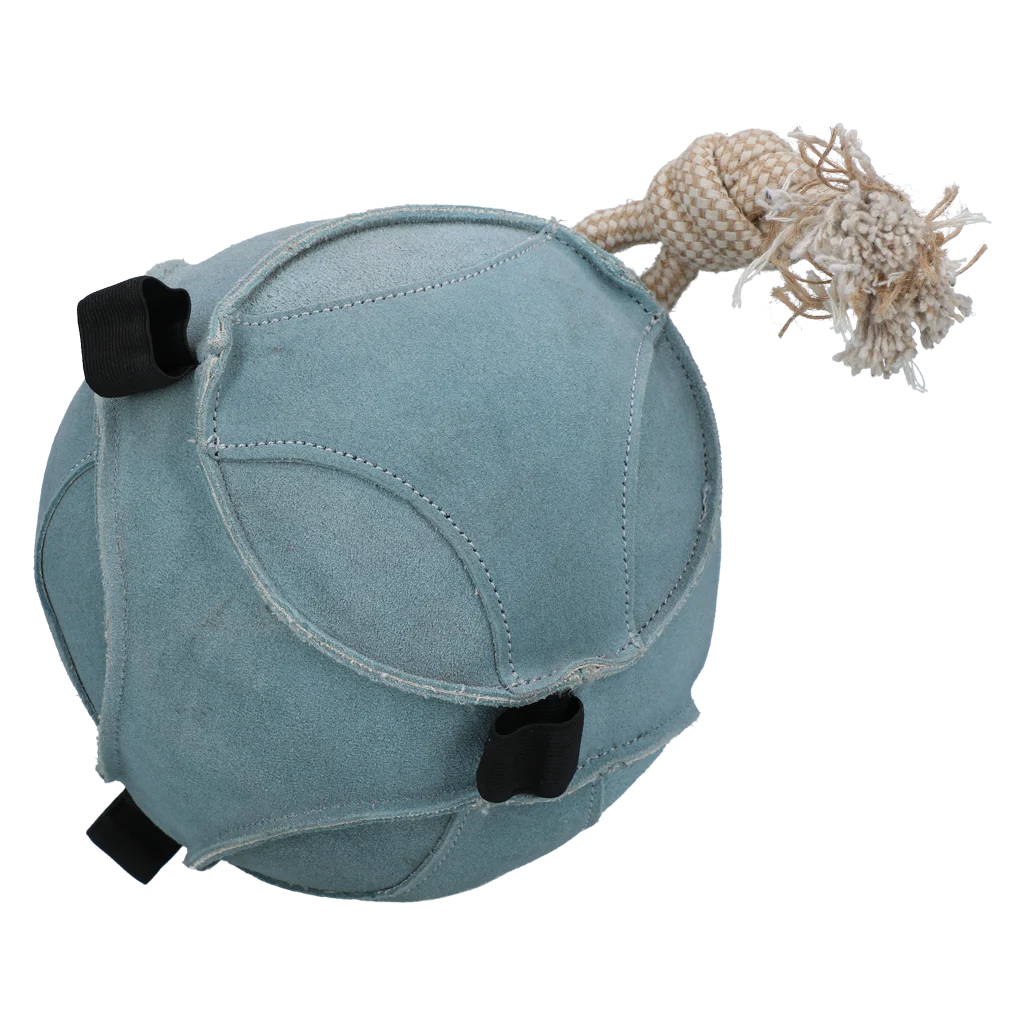EXCE01070D.png Pferdespielball aus Wildleder mit Snackschlaufen, Blau – Excellent Horse Fun Play Ball Suede – Bild 1