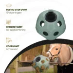 Futterball für Pferde mit Futteröffnungen, Grün – Excellent Horse Feed & Play Ball – Bild 5