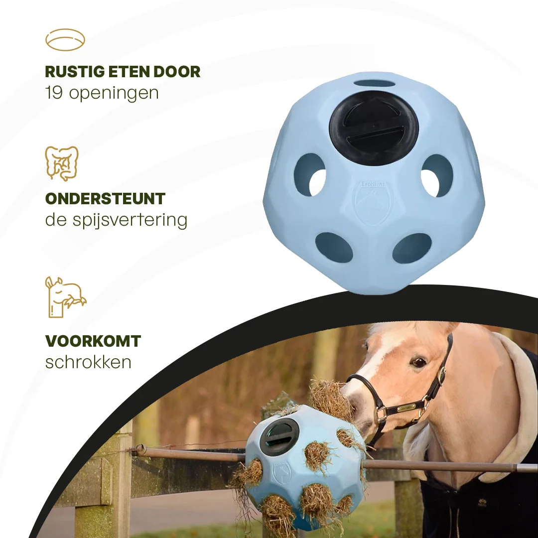 Futterball für Pferde mit Futteröffnungen, Blau – Excellent Horse Feed & Play Ball – Bild 5
