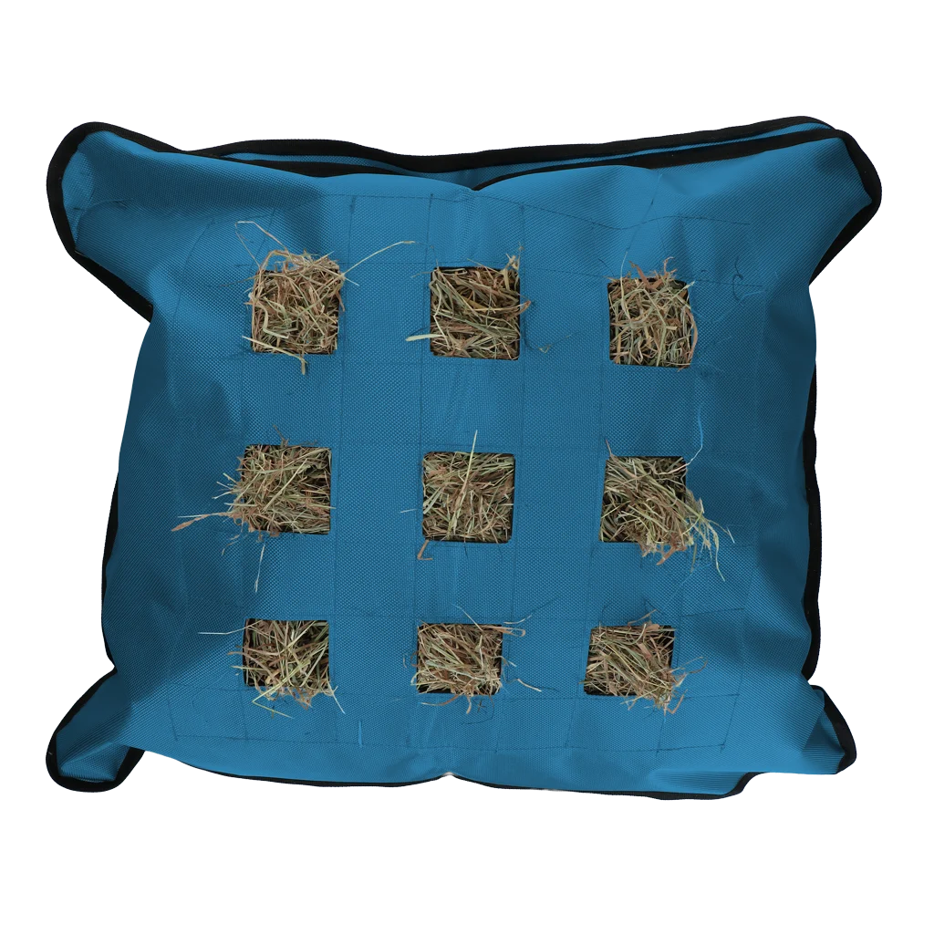 Heusack für Pferde, quadratisch, blau, 62 x 55 cm – Excellent Horse Hay Pillow Slow Feeder – Bild 1