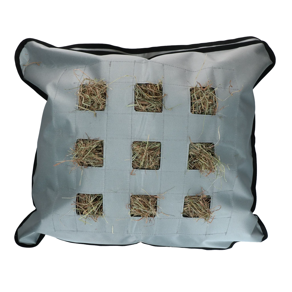Heusack für Pferde, quadratisch, Grau, 62 x 55 cm – Excellent Horse Hay Pillow Slow Feeder – Bild 1